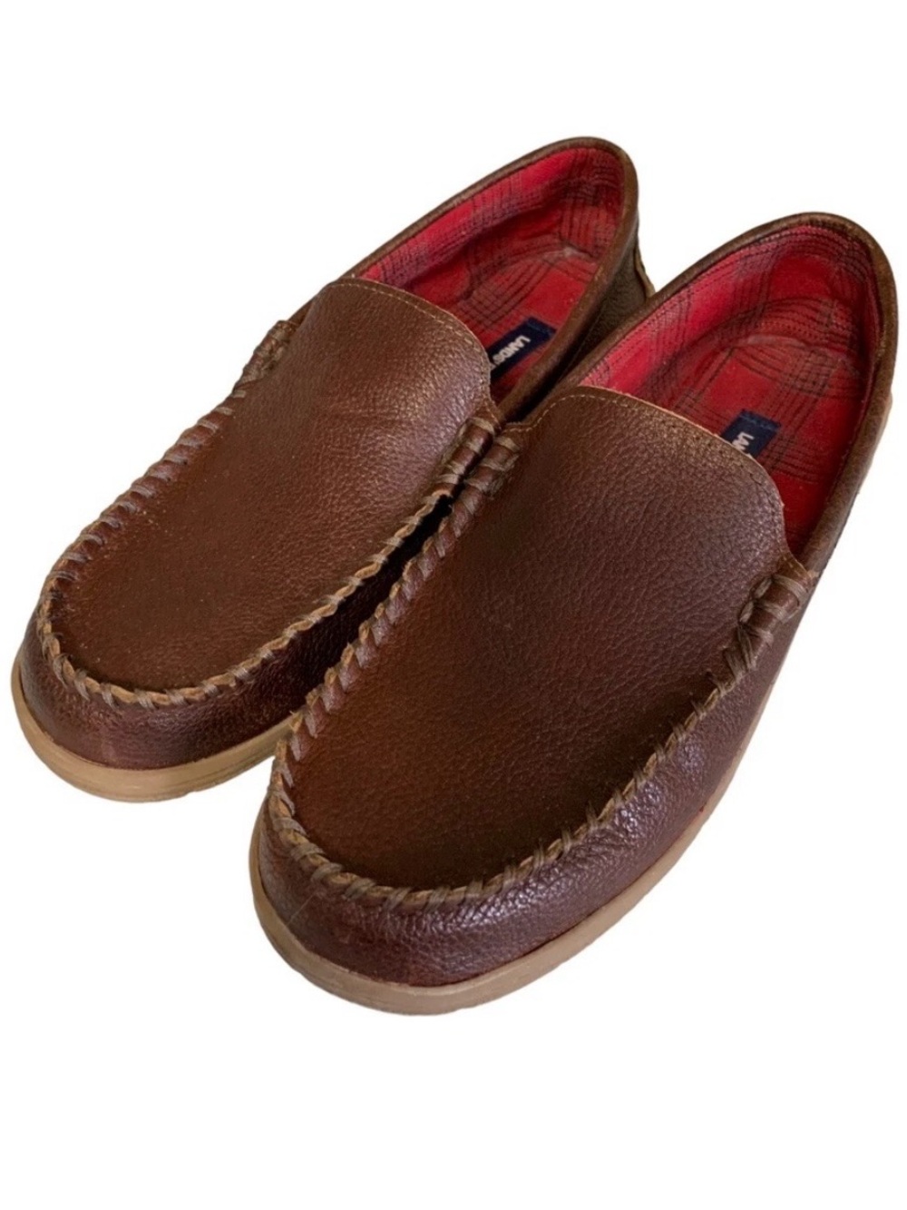 Lands End Venetian Leather Slip-On Moccasin Slippers